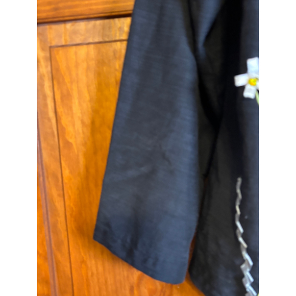 Indigo Moon Blazer Floral Appliqué Embroidery Art Button Front Multicolor W 1X - Picture 5 of 16